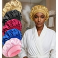 thumbnail image 6 of Women's satin wide-brimmed high-elasticity sleeping hat, curly hair, natural hair quality care hat, 6 of 6