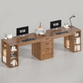 thumbnail image 6 of Farmhouse Two Person Computer Desk with 3 Drawers and Storage Shelves, 96.5" Long Home Office Desk, 6 of 7