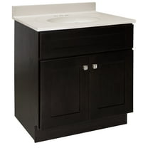Design House Brookings 31" x 22" Ready to Assemble Shaker 2-Door Bath Vanity with Cultured Marble 4" Centerset Top, Espresso/Ivory Swirl