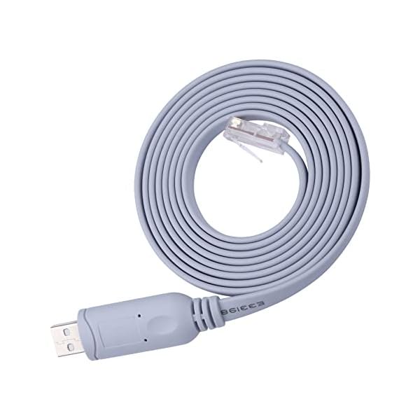 wonima11 Cisco Console Cable,USB Console Cable with FTDI Chip,USB to RJ45 Serial Adapter Compatible with Cisco,HP,NETGEAR,Huawei,Routers/Switches for Laptop in Linux,Windows, Mac (6FT)