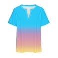 thumbnail image 6 of Plus Size Tops for Women Summer Casual V Neck Short Sleeve T-Shirts Loose Comfortable Gradient Tee (XL, Sky Blue), 6 of 6