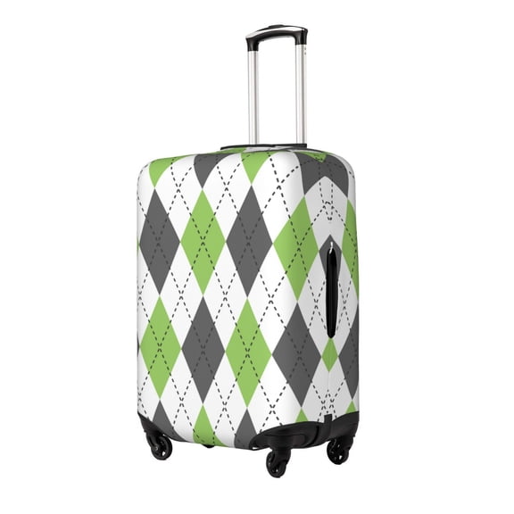 Rateoe Light green and black argyle Printed Luggage Cover, Suitcase Protector Fits 18-32 Inch Luggage-Small