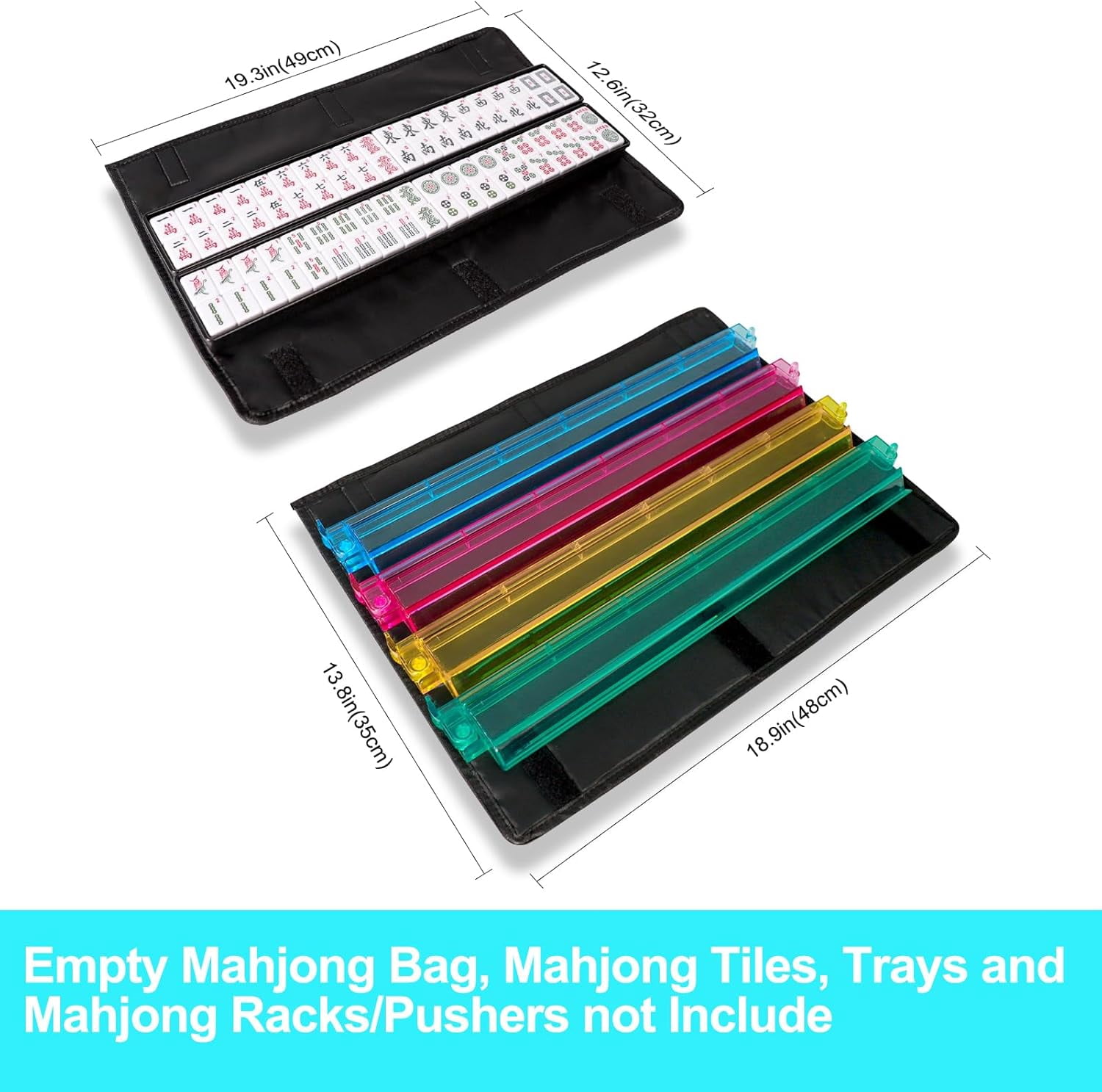Empty Mahjong Bag, Light Green American Mahjong Bag with Two Wrappers (Case Only)