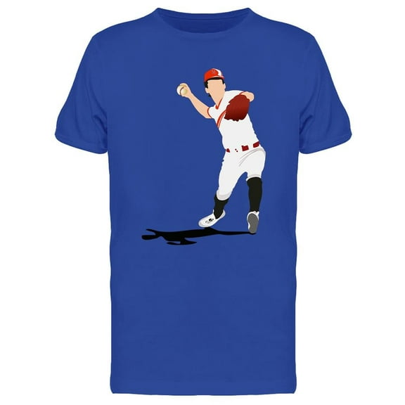 Baseball Player Throws Ball T-Shirt Men -Image by Shutterstock, Male x-Large