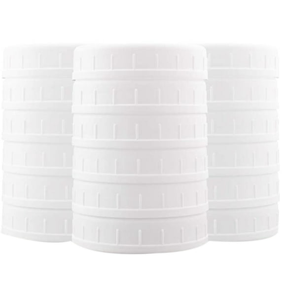18 Pack Plastic Regular Mouth Mason Jar Lids For Ball, Kerr And More - Food Grade White Plastic Storage Caps