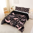 thumbnail image 2 of Homewish Halloween Pink Bat Full Size Comforter Sets,Floral Vine Print Bedding Comforter Set,Black Blush,Black Reversible,3 Pieces,1 Comforter and 2 Pillowcases, 2 of 7