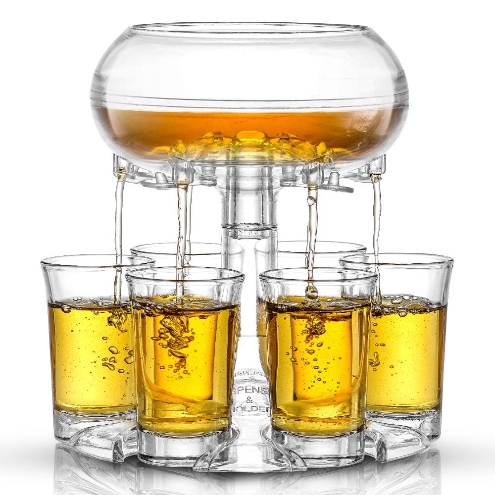 Heavy Base Sturdy Clear Glass for Whiskey Cocktail Tequila Cake Shots Espresso Shot Glass 1-ounce Measuring Cup 6 Piece Shot Glasses Black Print Ounce, ml, Tsp, Tbs 