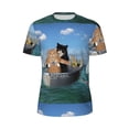 thumbnail image 5 of Wukai Two Brave Cats Are Floating On The Sea Iceberg Print Men's Short-Sleeved Mesh T-Shirt,Quick-Dry Short Sleeve Workout T-Shirt-Large, 5 of 8