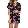 thumbnail image 6 of Goodtrade8 Casual PJS for Women 2 Pieces Shorts & Tops Homewear Button up Short Sleeve Loungewear Homewear Pockets Summer Heart Print Womens Pajamas Set Holiday, 6 of 8