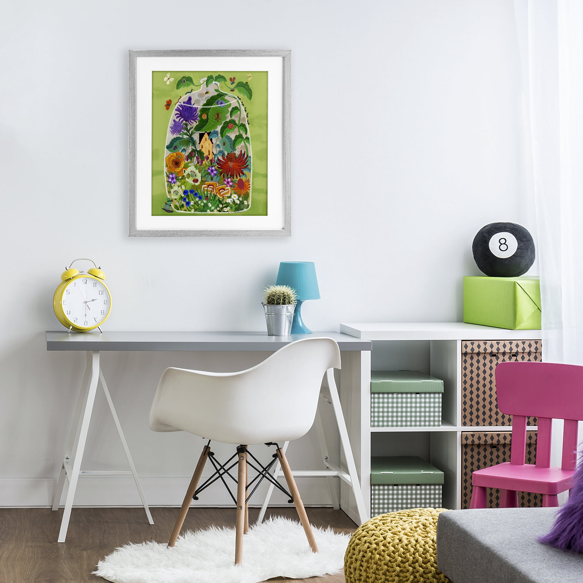 Stupell Industries Terrarium Bug Garden Gray Framed Print Under Glass, design by Kay Widdowson