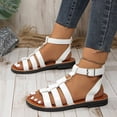 thumbnail image 2 of Women Summer Sandals Summer Women Beach Fashion Boho Open Toe Buckle Ankle Strap Flats Slides Sandals Casual Daily Shoes White 6, 2 of 8