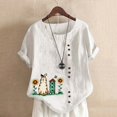 thumbnail image 2 of Gibobby Camisetas Mujer Manga Corta Camiseta manga corta con estampado cuello redondo y dobladillo manga corta para mujer verano, camiseta ajustada con(Blanco,G), 2 of 5