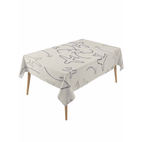 Abstract Airline Route Rectangle Tablecloth, Vintage Aircraft Arrows Waterproof & StainResistant Tablecloth, Washable Oil-proof Table Cover for Dining/Party/Wedding/Camping/Buffet 54x108 In