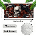 thumbnail image 2 of 1 Pcs 2D Flat License Plate Covers & Frames, Skull Raven and Roses For Decorative Front, Waterproof For Decoration Aluminum License Plate Covers & Frames Cover For Men Women, 12" X 6", 2 of 7