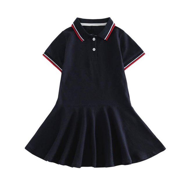 Yanlir Robe Décontractée à Manches Courtes et Col Rond pour Enfants, Légère pour Filles (Noir, 5 Ans)
