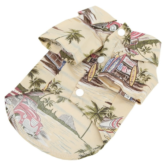 Camisas hawaianas para perros, camiseta fresca de verano para mascotas con estampado de árbol de coco para perros, gatos, BeigeXL