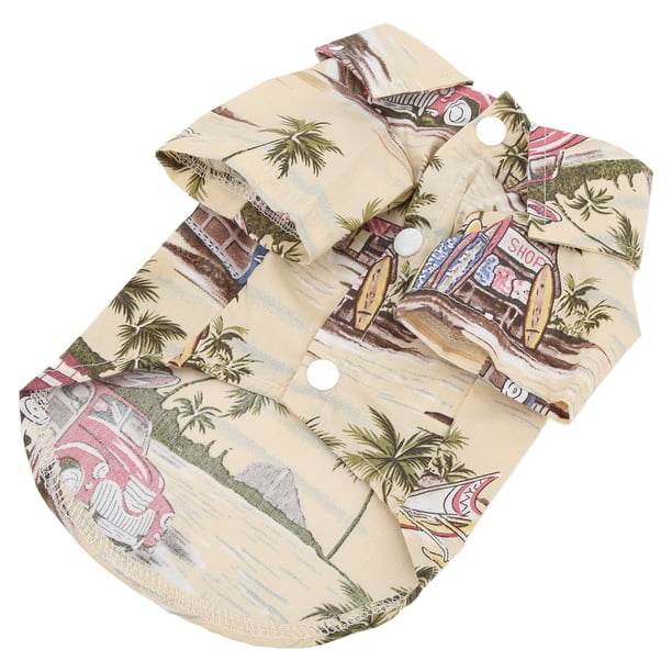 Camisas hawaianas para perros, camiseta fresca de verano para mascotas con estampado de árbol de coco para perros, gatos, BeigeS