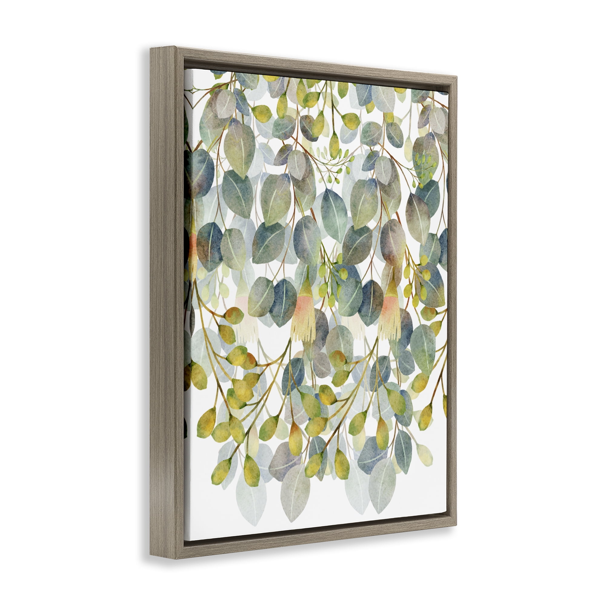 Stupell Industries Hanging Layered Botanicals Brown Framed Floater Canvas Wall Art, design by Marcus Prime