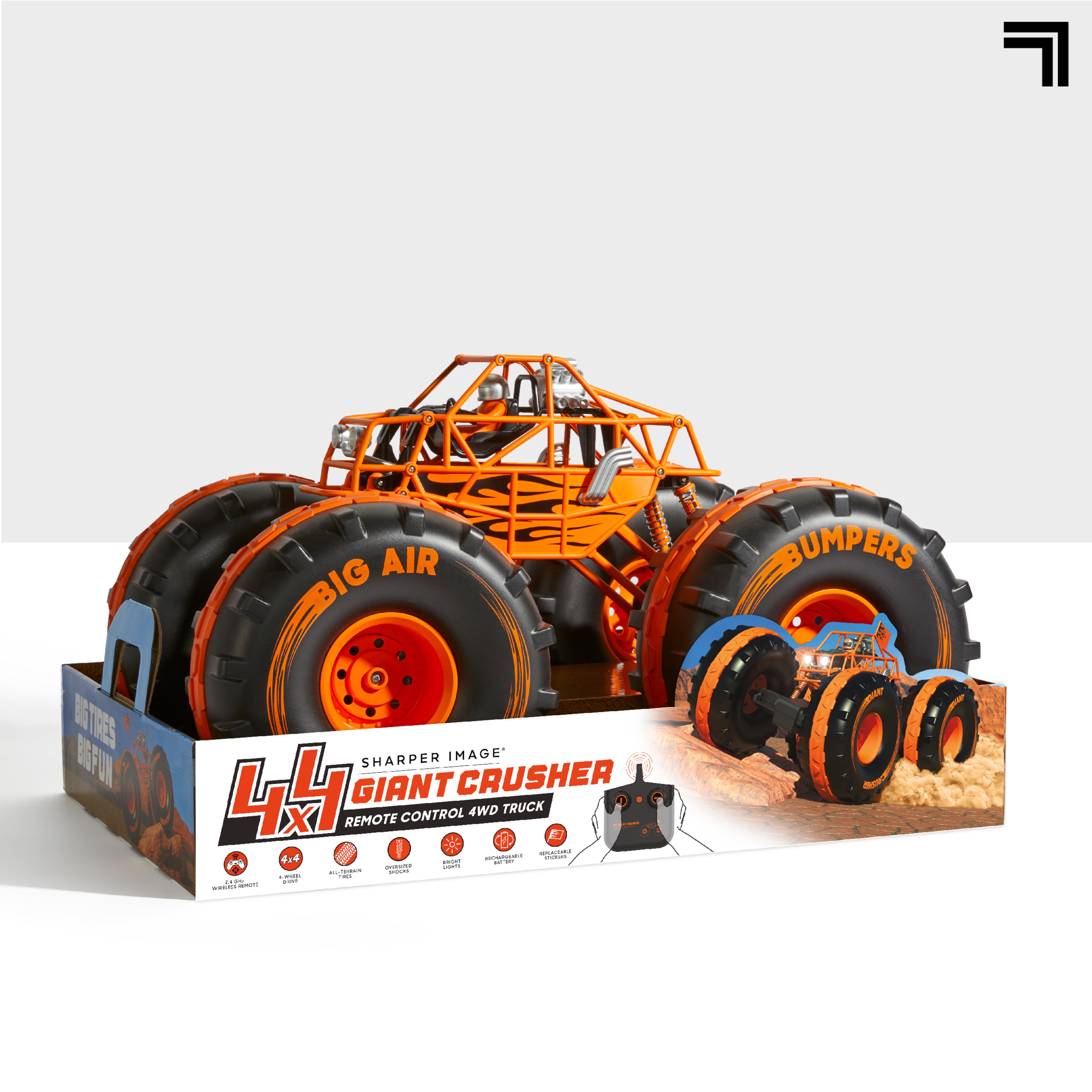 Sharper Image 4x4 Giant Crusher RC Truck, Rechargeable Off-Road