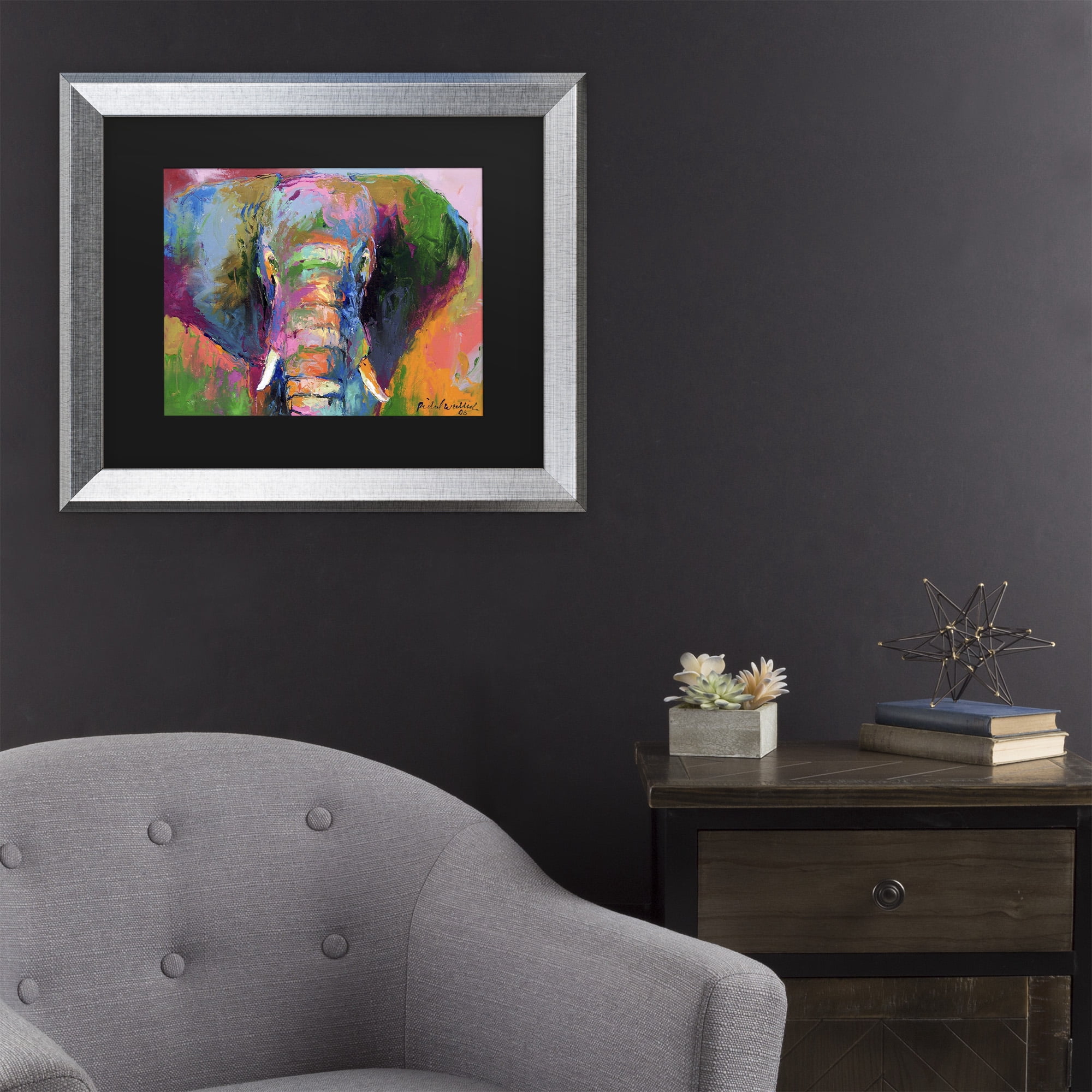 Richard Wallich 'Elephant 2' Matted Framed Art