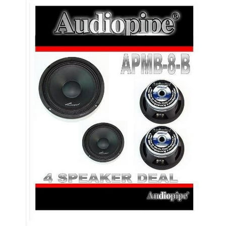 (4) AUDIOPIPE APMB-8-B 8" FULL RANGE CAR AUDIO DJ LOUDSPEAKER LOW-MID RANGE