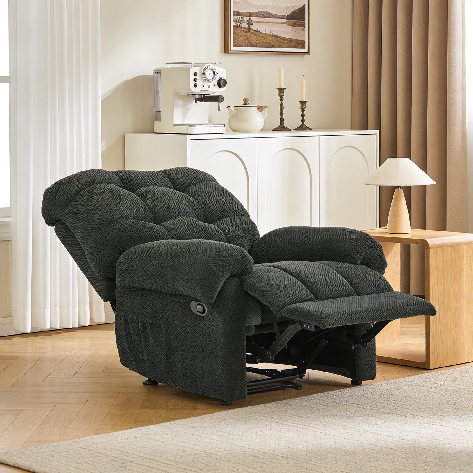 MOONMISS Recliner Chair, Comfortable Lay-Flat Sofa for Living Room,Gray