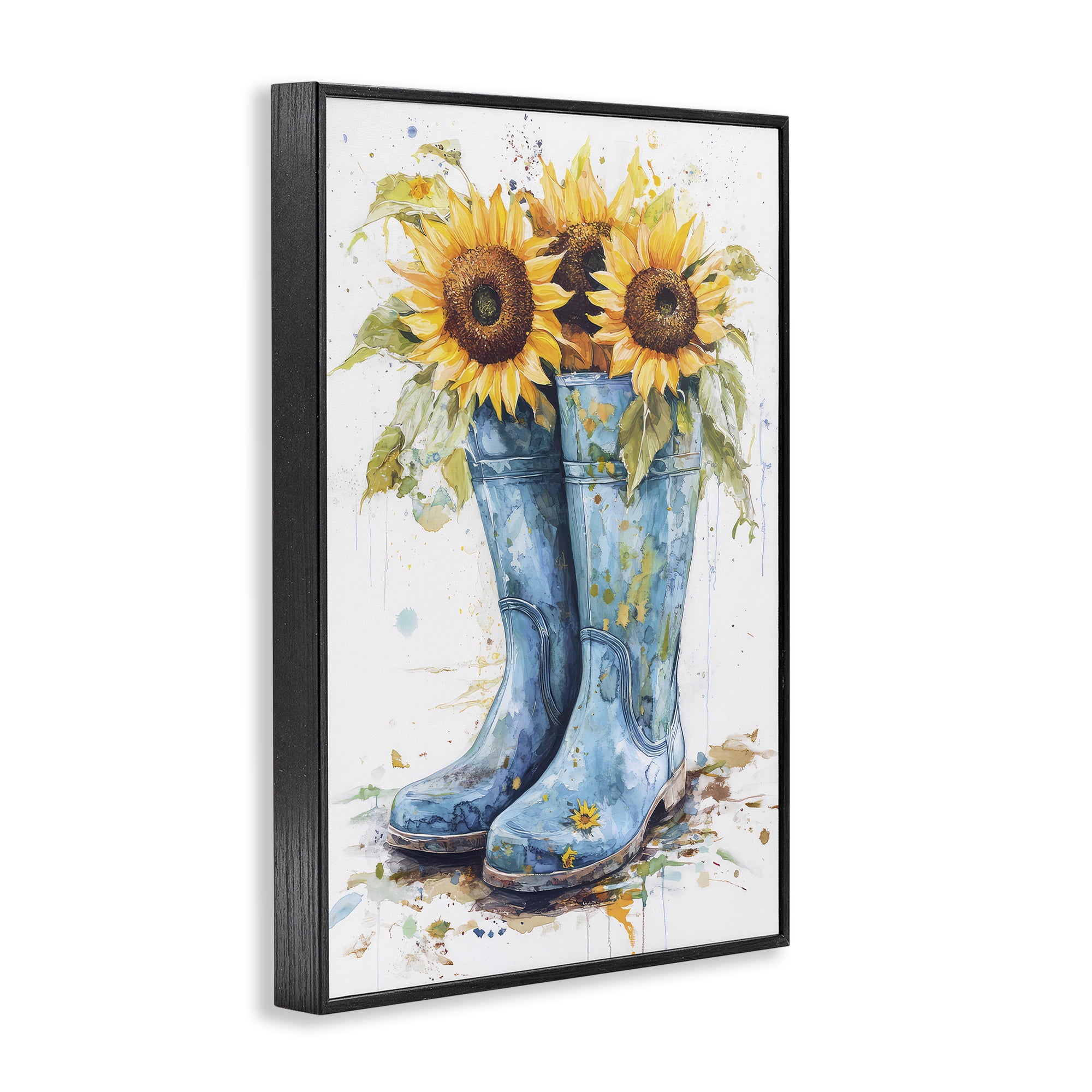 Stupell Industries Blue Rain Boots & Sunflowers Black Framed Giclee Art, design by Tina LeCour