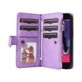 thumbnail image 2 of Multifunctional Case for iPhone 7, iPhone 8, iPhone SE 2020 & SE 2022,[RFID Blocking] 9 Credit Cards Holder with Wrist Strap, Premium PU Leather Zipper Wallet Purse Magnetic Flip Phone Cover, Purple, 2 of 12