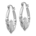 thumbnail image 2 of 14k White Gold Claddagh Hoop Earrings Celtic, 2 of 7
