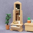 thumbnail image 4 of Miniature Dollhouse Furniture, 1:12 Scale Wooden Dressing Mirror with Drawers Doll House Furniture Toys for Dollhouse Bedroom Living Room Decor, 4 of 7