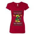 thumbnail image 2 of Wild Bobby Feliz Navidad Mis Amigos! Christmas Sweater | Funny Holiday Women Junior Fit V-Neck Tee, 2 of 4
