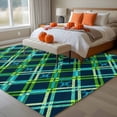 thumbnail image 4 of Ethic Texture Washable Area Rug 5 x 7 ft Green Blue Geometric Black Plaid Vintage , Soft Non Slip Rugs Stain Repellent Indoor Felt Carpet for Living Dining Room Bedroom Home Office, 4 of 9
