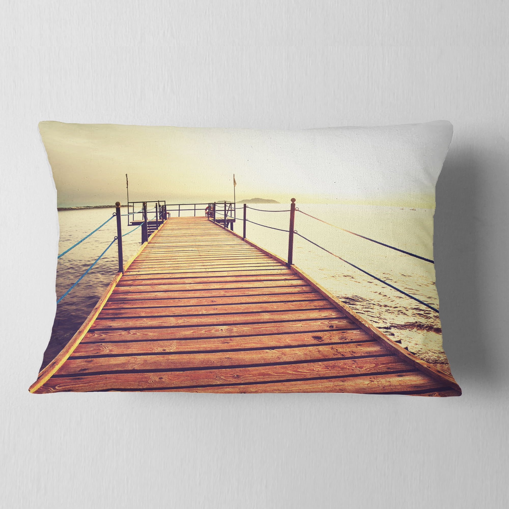 Designart 12" x 20" Brown Polyester Throw Pillow