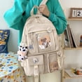thumbnail image 2 of AMERTEER Women Preppy Style Patchwork Clear Backapck Student Large Rucksack (Purple), 2 of 6