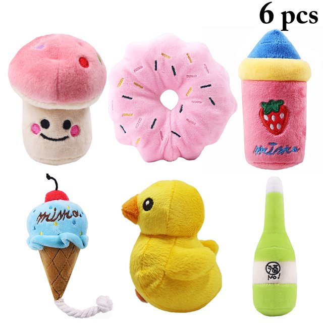 Pet Toy Set Cartoon Cute Interactive Plush Squeaky Toy Pet Chew Toy for Dogs