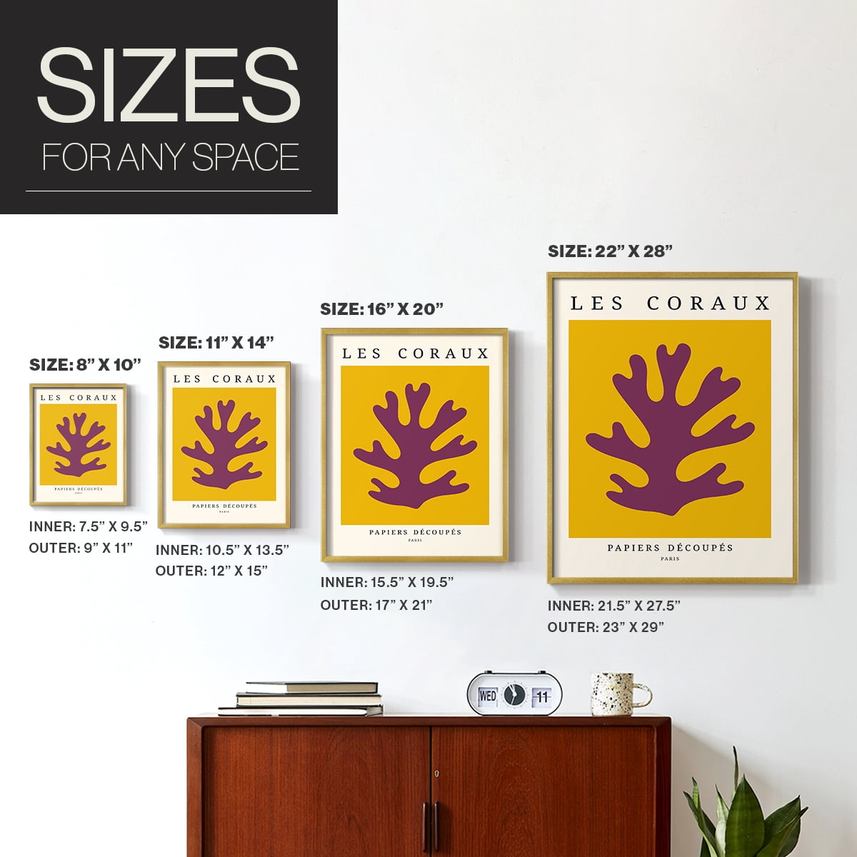 Matisse CCCLXX in Gold Solid Wood 8 x 10 Framed Print