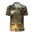 thumbnail image 2 of Daiia Dinosaur Bald Eagle Pattern Men’s Polo Shirts,Solid Deck Shirt,Classic Fit, Breathable Cotton Polo for Casual and Sport Wear-Large, 2 of 7