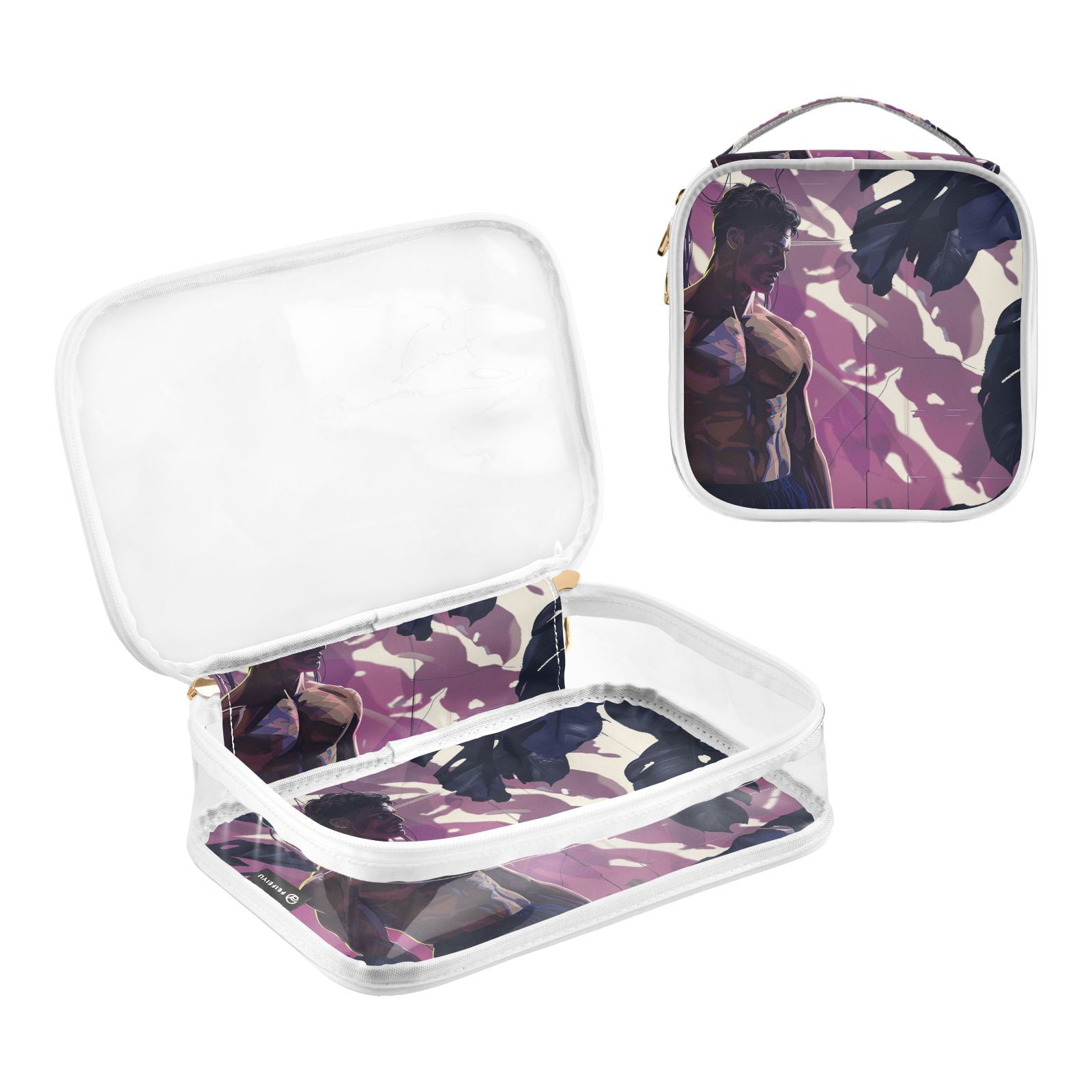 Clear Makeup Bags with Handle Large Opening 2 Pack Set Toiletry Bag Quart Size Bag, for Women Man Traveling Travel Essentials, Toiletries and Other. Man