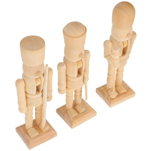 Nicehomfit 3pcs Christmas Nutcracker Figurine Wooden Beige Ornament for Kids Holiday Celebration