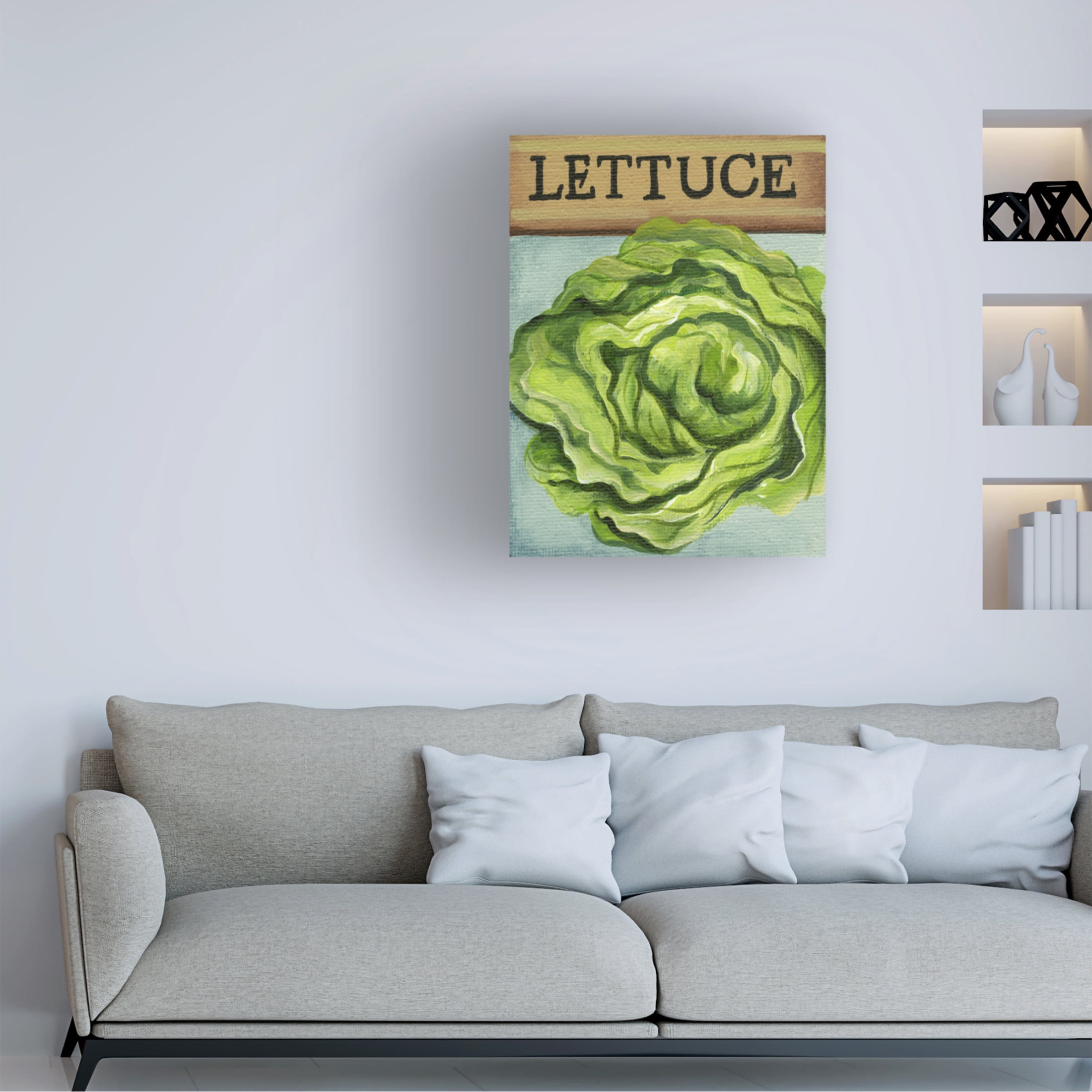 Canvas Wall Art - Debbi Wetzel 'Seed Packets 22 - Lettuce' Wall Art for Living Room, Bedroom, or Office Décor by Trademark Fine Art - 24 x 32 Inches