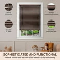 thumbnail image 6 of PowerSellerUSA 2" Slats Cordless Window Blinds, 36W x 64L Inches Light Filtering | Room Darkening Two Styles Vinyl Embossed Woodgrain Mini Blinds, Cordless Rollup Window Privacy Blinds, Mahogany, 6 of 8