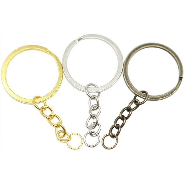 10 pcs/lot Split Key Ring with Chain and Jump Rings 58mm Long Round Split  Keychain Keyrings Jewelry Making Bulk 3 Sizes(Gold, 28mm(1.10inch)) 