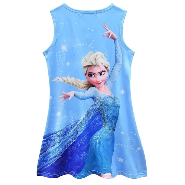 Frozen Elsa Princesa Camisón Niños Niña Sin mangas Ropa de dormir Vestido Ropa de dormir Pijamas Pjs