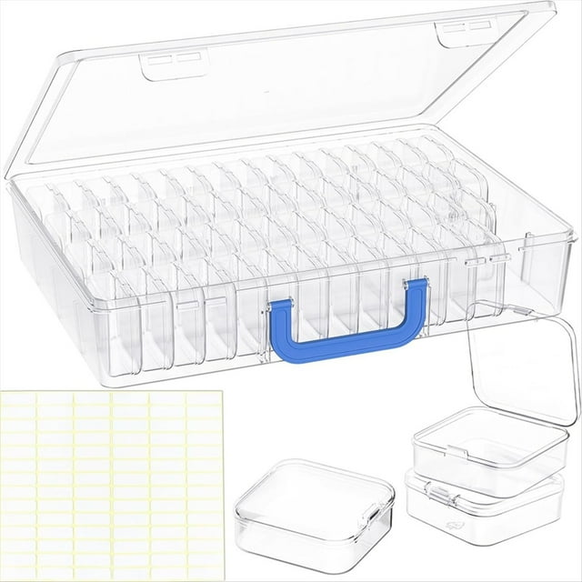 Bead Organizer Box, 60Pcs Small Bead Storage Boxes with Hinged Lid, Large Craft Case with Handle,for Jewelry Making