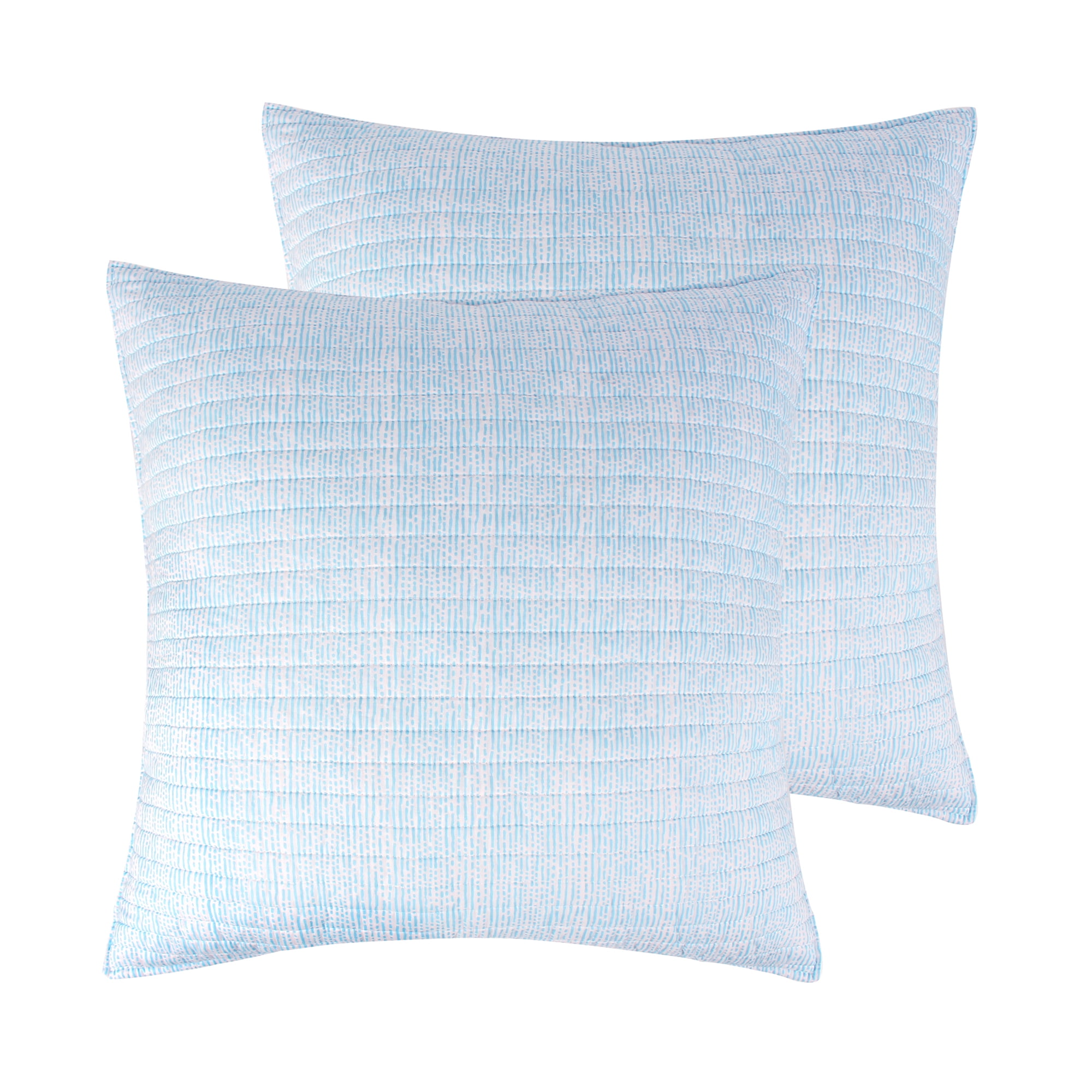 Levtex Home Calico Blue Quilted Euro Shams Set of Two (26 x 26 in