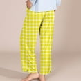 thumbnail image 5 of Bjutir Womens Pajamas Pants Classic Plaid Elastic Waist Side Pockets Trousers Casual Home Pants Yellow, 5 of 5