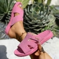 thumbnail image 4 of Slides for Women Open Toe Orthopedic Sandals Arch Support Footbed Summer Casual Slip on Athletic Slippers Flat Walking Shoes Hot Pink Size 9, 4 of 8