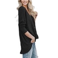 thumbnail image 3 of Weardear Women's Waffle Knit Tunic Blouse Tie Knot Tops Loose Fit Sweater Bat Wing Plain Shirts, 3 of 6