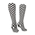 thumbnail image 3 of Naloa Black and White Checkerboard High Stockings Women Thigh High Stockings Over Knee Long Stockings-One Size, 3 of 8