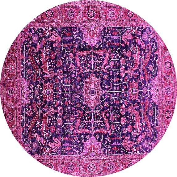 Ahgly Company Indoor Round Oriental Pink Industrial Area Rugs, 5' Round